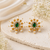 Traditional Designer Pearl Stud Earrings with Green Stone for Women