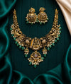 Premium Temple Jewellery Lakshmi Bridal Necklace Set for Women | Antique Gold Plated South Indian Necklace with Jhumka Earrings