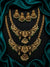 Premium Temple Jewellery Double Layer Bridal Necklace Set for Women | Antique Gold Plated Lakshmi Haram Set with Jhumka Earrings