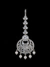 Premium American Diamond Maang Tikka for Women | Silver Plated CZ Stone Bridal Matha Patti Tikka with Pearl Drops