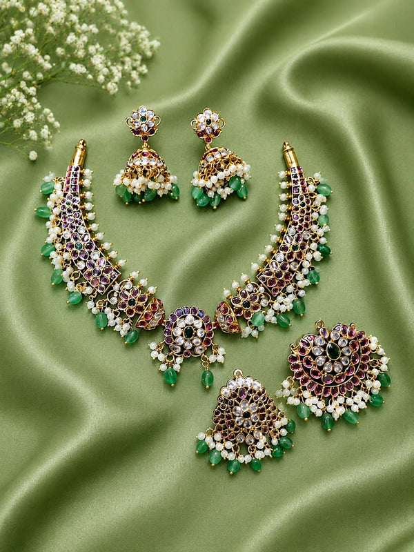 Premium Gold Plated Temple Jewellery Set for Women