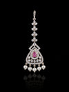 Premium American Diamond Maang Tikka for Women | Silver Plated CZ Stone Bridal Matha Patti Tikka with Pearl Drops