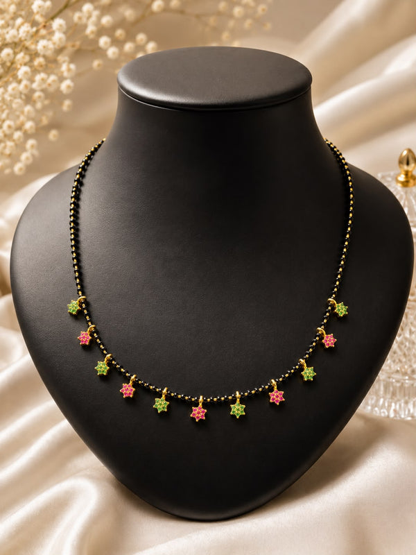 Premium Star Charm Mangalsutra for Women | Gold-Tone Black Bead Chain