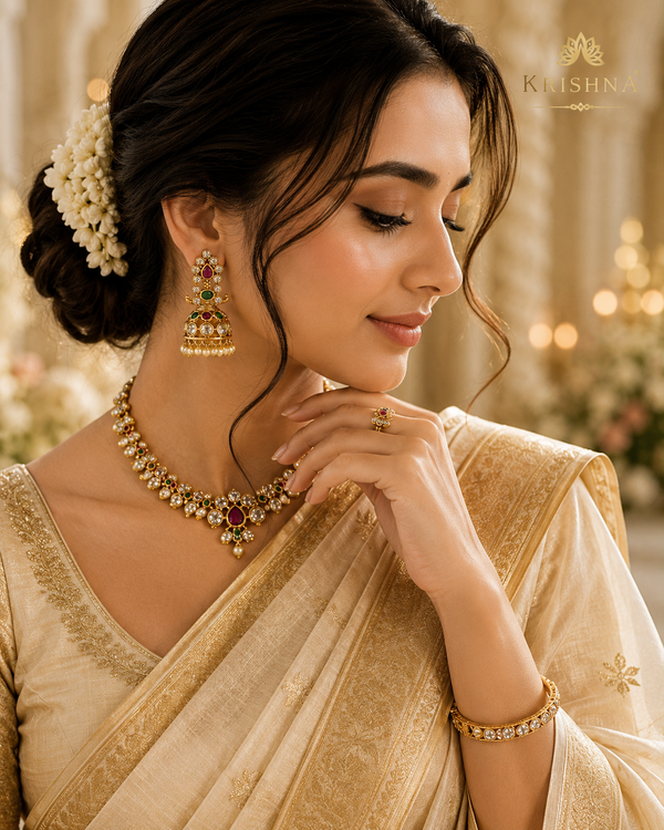 Traditional Designer Stone Jhumka Earrings with Pearl Drops for Women