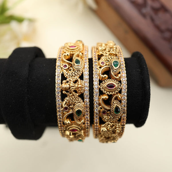 Premium Temple Peacock Designer Bangles for Women | Pair of 2