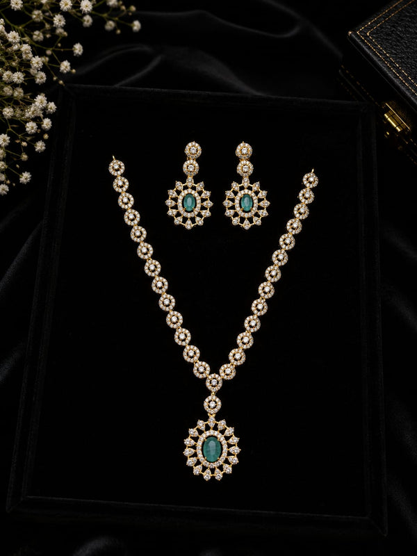 Premium Gold Plated Pendant Necklace with Matching Earrings | Party & Wedding Jewellery