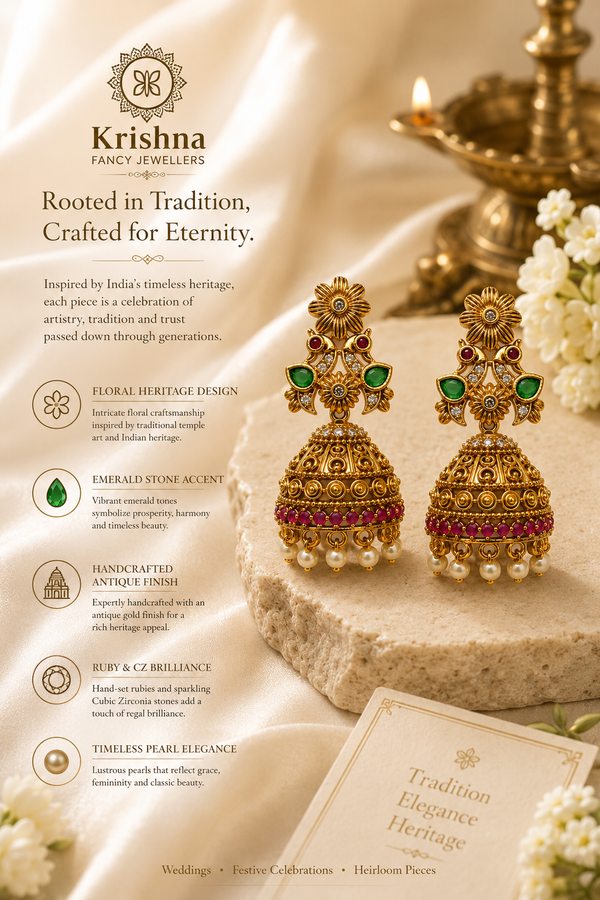 Traditional Artificial Floral Jhumka Earrings with Pearl Drops for Women