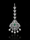 Premium American Diamond Maang Tikka for Women | Silver Plated CZ Stone Bridal Matha Patti Tikka with Pearl Drops