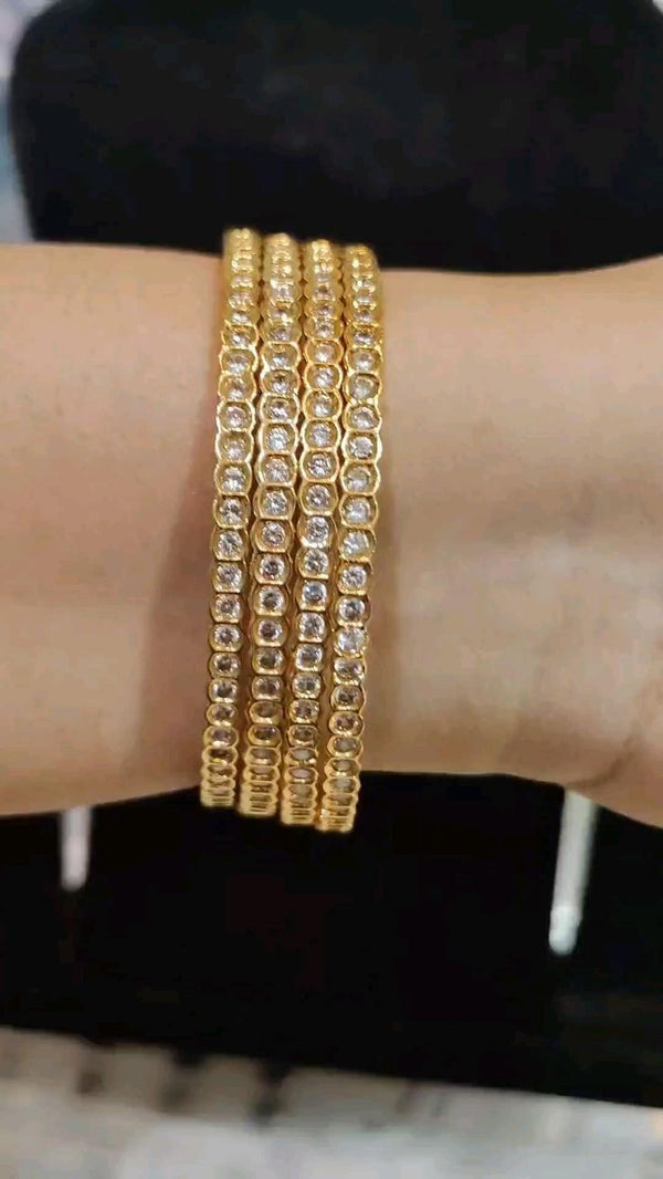 Elegant Crystal Stone Bangles for Women | Pair of 2