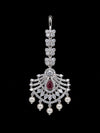 Premium American Diamond Maang Tikka for Women | Silver Plated CZ Stone Bridal Matha Patti Tikka with Pearl Drops