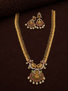 Premium Antique Gold Lakshmi Temple Necklace Set for Women | Traditional Coin Chain Necklace with Peacock Pendant & Matching Designer Earrings