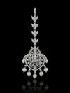 Premium American Diamond Maang Tikka for Women | Silver Plated CZ Stone Bridal Matha Patti Tikka with Pearl Drops