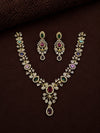 Premium American Diamond Multicolor Floral Necklace Set for Women | CZ Stone Party Wear Necklace with Matching Drop Earrings