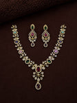 Premium American Diamond Multicolor Floral Necklace Set for Women | CZ Stone Party Wear Necklace with Matching Drop Earrings