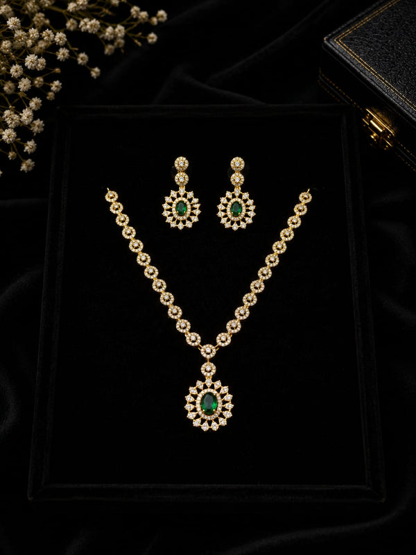 Premium Gold Plated Pendant Necklace with Matching Earrings | Party & Wedding Jewellery