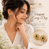 Traditional Designer Pearl Stud Earrings with Green Stone for Women