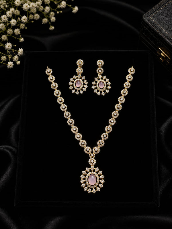 Premium Gold Plated Pendant Necklace with Matching Earrings | Party & Wedding Jewellery