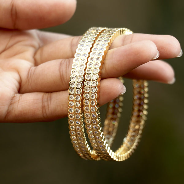Elegant Crystal Stone Bangles for Women | Pair of 2