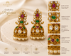 Traditional Designer Stone Jhumka Earrings with Pearl Drops for Women