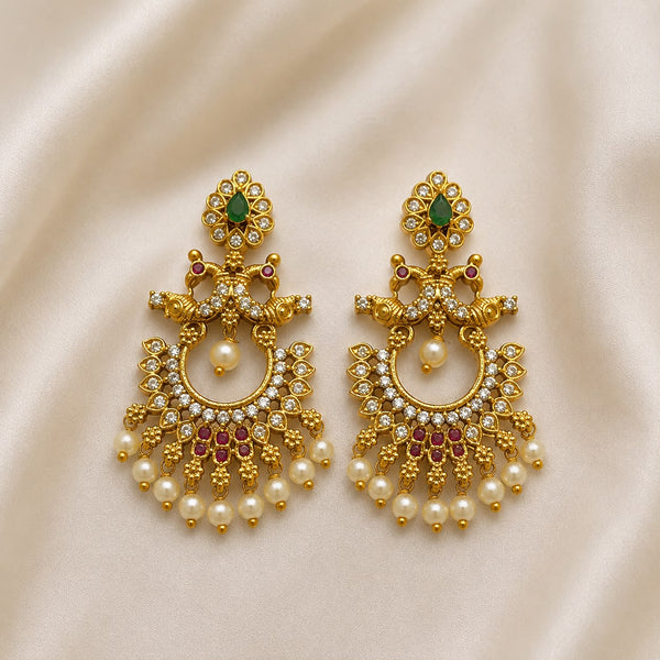 Traditional Artificial Chandbali Pearl Drop Earrings for Women