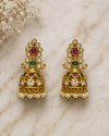 Traditional Designer Stone Jhumka Earrings with Pearl Drops for Women