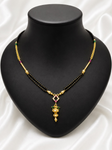 Traditional Black Bead Mangalsutra with Jhumka Pendant | Gold-Tone Designer Mangalsutra for Women