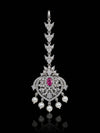 Premium American Diamond Maang Tikka for Women | Silver Plated CZ Stone Bridal Matha Patti Tikka with Pearl Drops