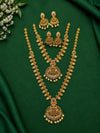 Traditional Temple Jewellery Set for Women | Gold Tone Long Haram Necklace Set with Matching Earrings
