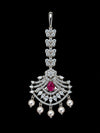 Premium American Diamond Maang Tikka for Women | Silver Plated CZ Stone Bridal Matha Patti Tikka with Pearl Drops