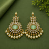 Traditional Gold Tone Chandbali Earrings for Women | CZ Stone & Pearl Drop Ethnic Earrings