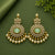 Traditional Gold Tone Chandbali Earrings for Women | CZ Stone & Pearl Drop Ethnic Earrings