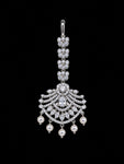 Premium American Diamond Maang Tikka for Women | Silver Plated CZ Stone Bridal Matha Patti Tikka with Pearl Drops