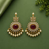 Traditional Gold Tone Chandbali Earrings for Women | CZ Stone & Pearl Drop Ethnic Earrings
