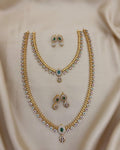 Premium American Diamond Double Layer Necklace Set for Women | Gold Plated CZ Stone Jewellery Set with Matching Earrings