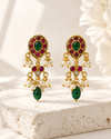 Traditional Artificial Stone & Pearl Drop Earrings for Women